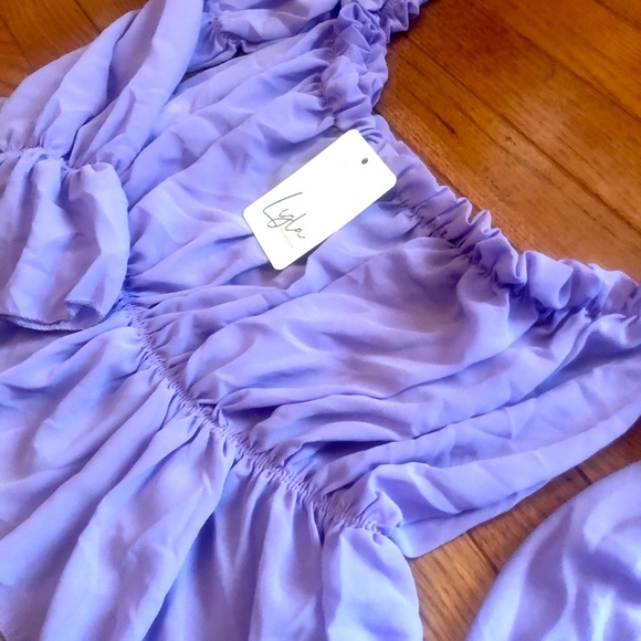 New NWT ~lilac purple lavender off the shoulder ruffle boho bohemian top S/M - Picture 12 of 12